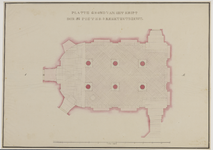 216441 Interieur van de Pieterskerk te Utrecht: plattegrond van de crypte met plavuizenvloer.